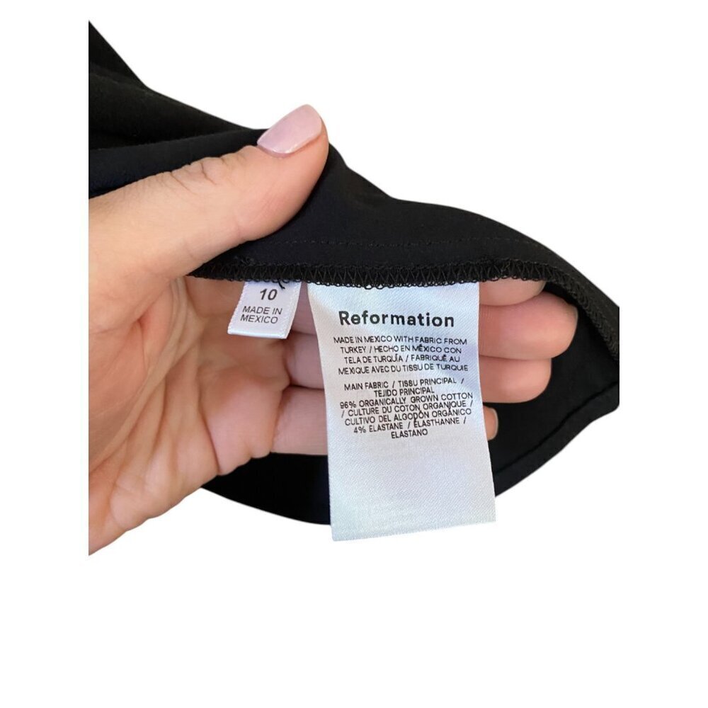 NWT Reformation Netta Square Neck Ruched Long Sleeves Babydoll Dress Black Sz 10 - Picture 10 of 11